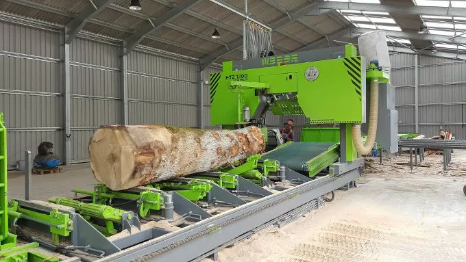 Horizontal Mebor HTZ1200 Extreme Bandsaw in use at the sawmill